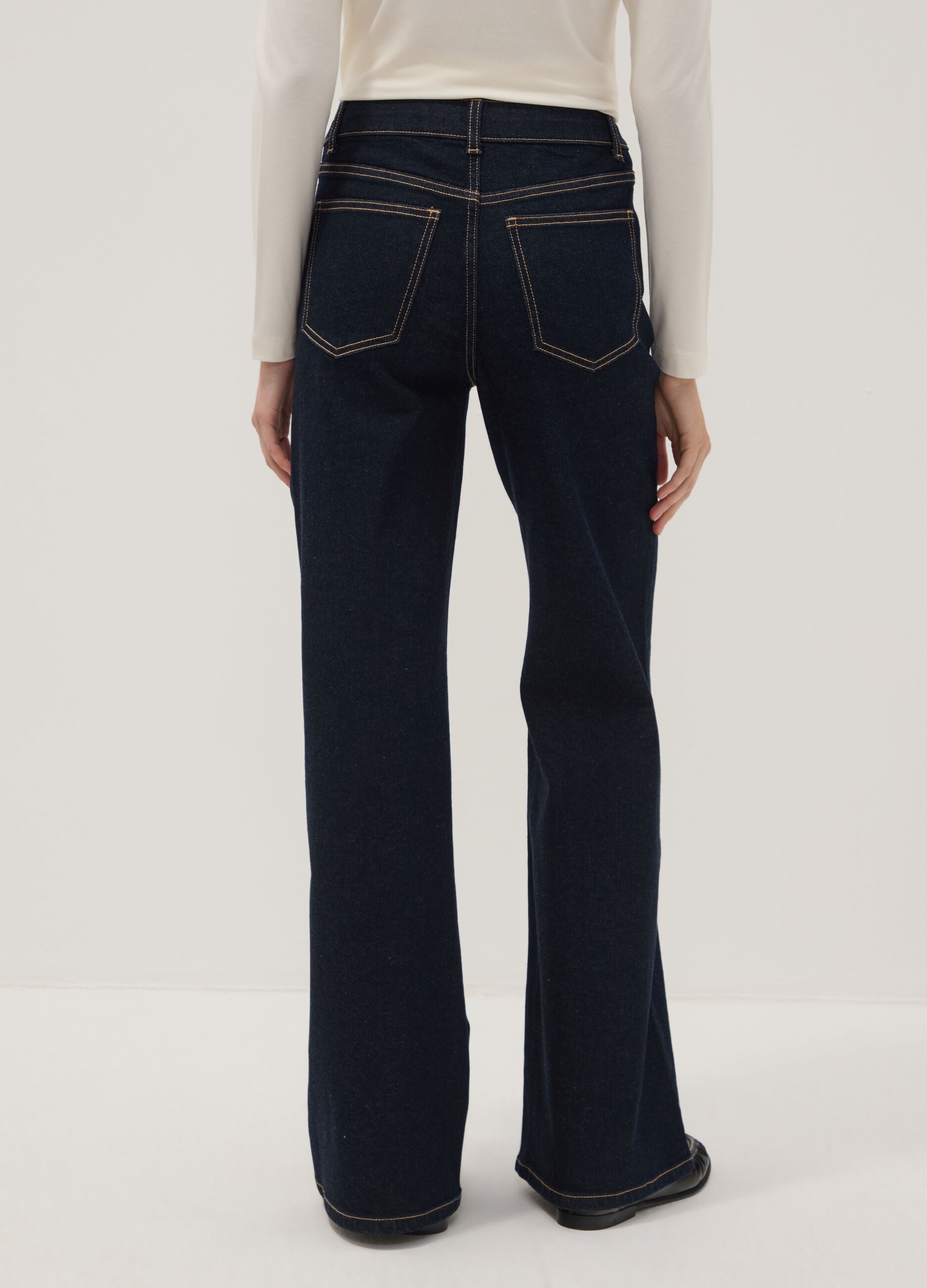 Blaue Wide-Leg-Jeans aus Stretch-Baumwolle