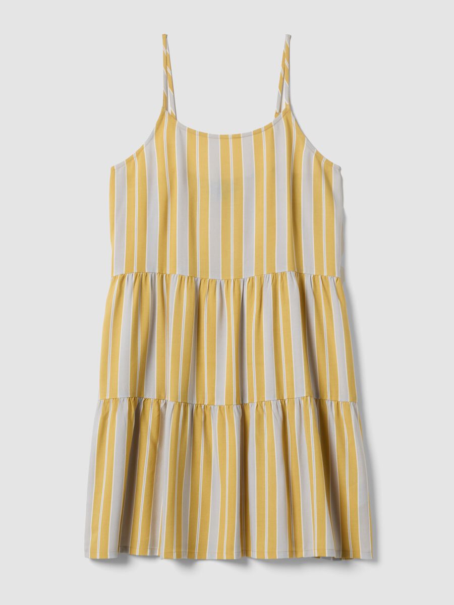 Yellow striped pure viscose dress_0