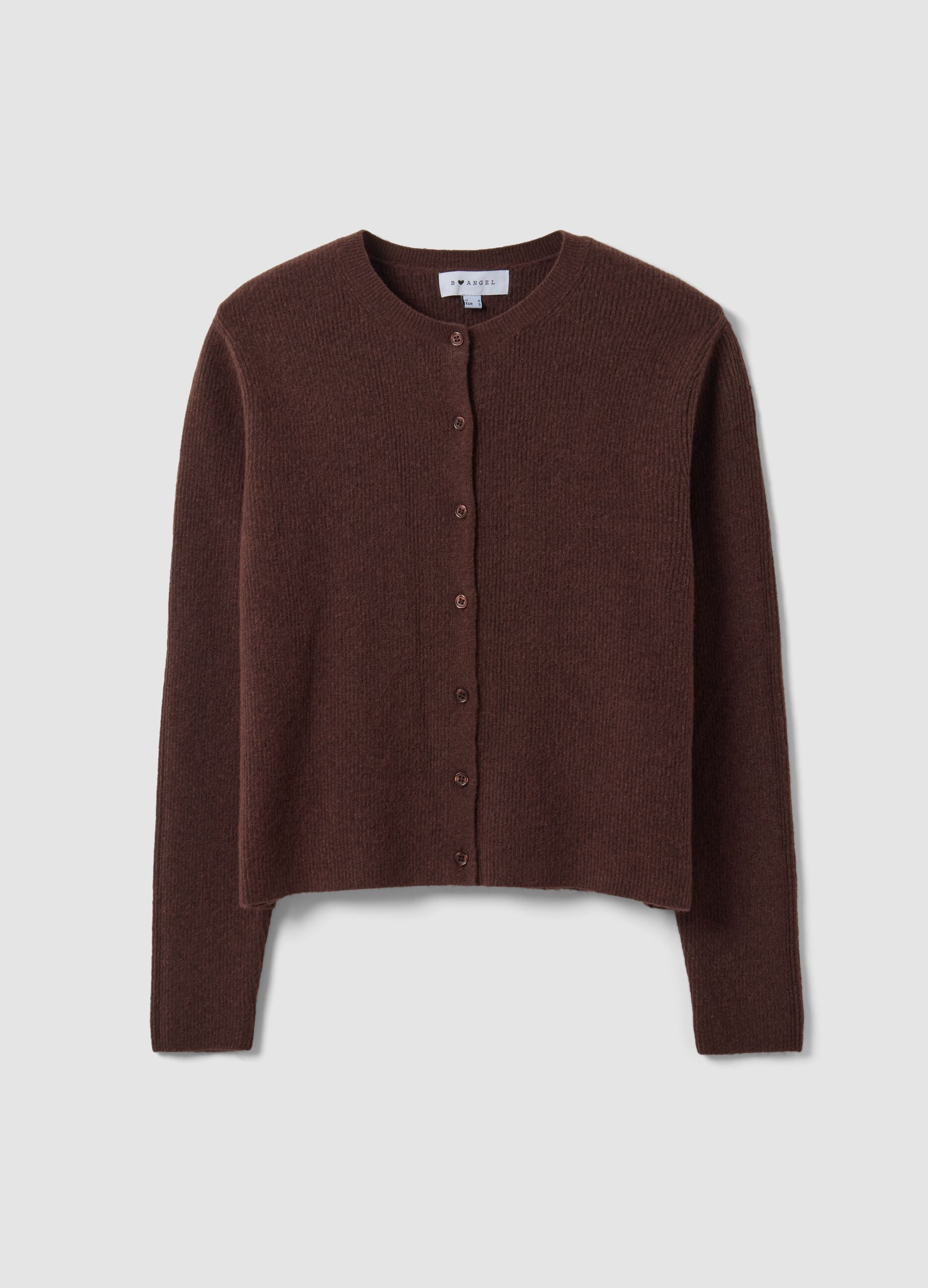 Brauner Rundhals-Cardigan aus Lyocell-Wollmix im Oversize-Fit