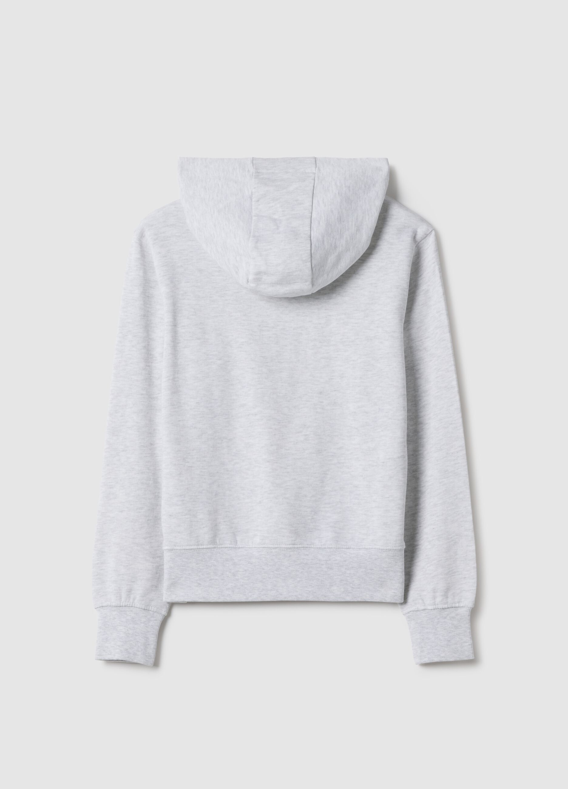Sweat &agrave; capuche gris en coton pur pour filles, coupe r&eacute;guli&egrave;re avec zip