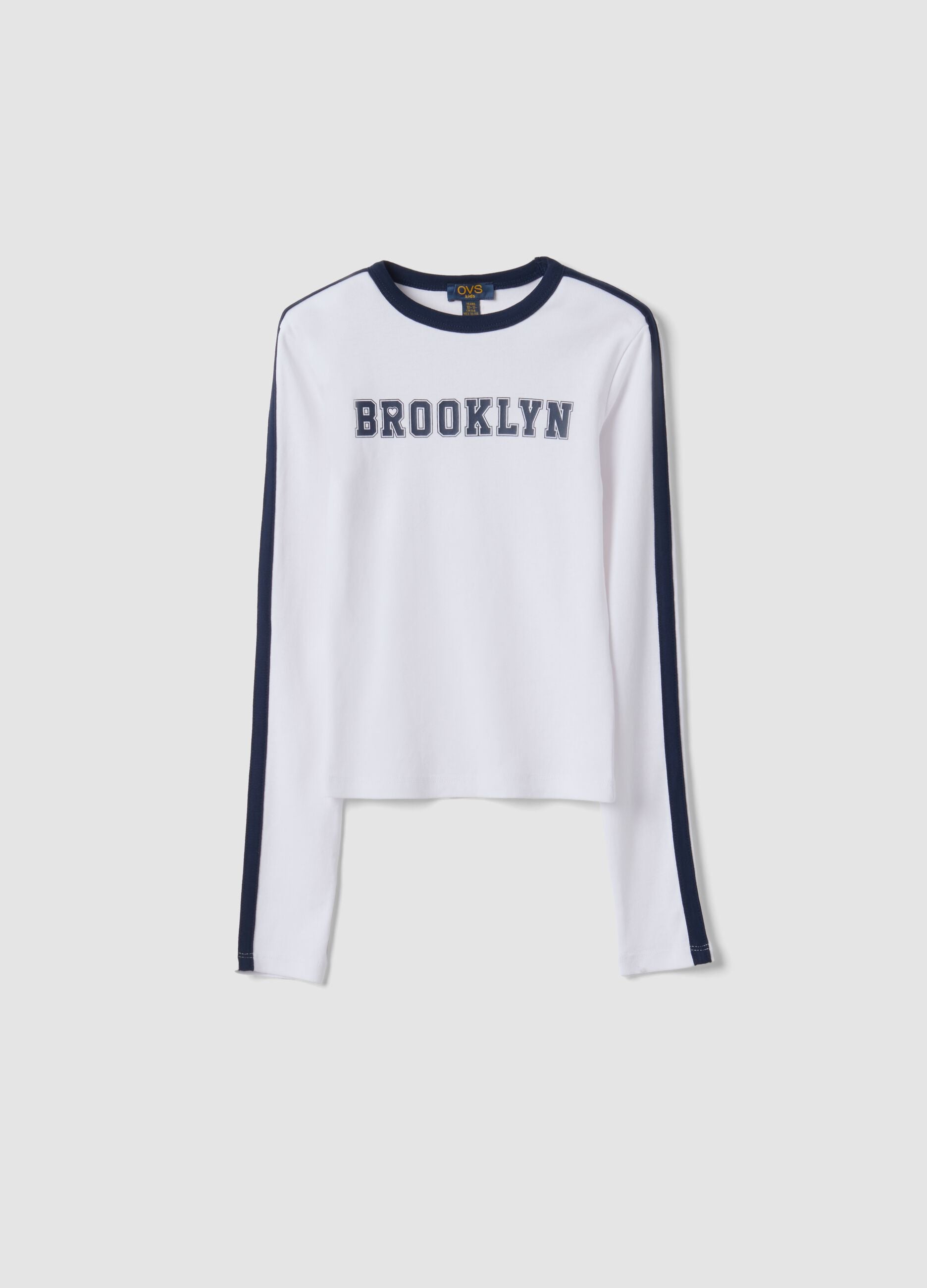 White pure cotton long-sleeve crew-neck T-shirt
