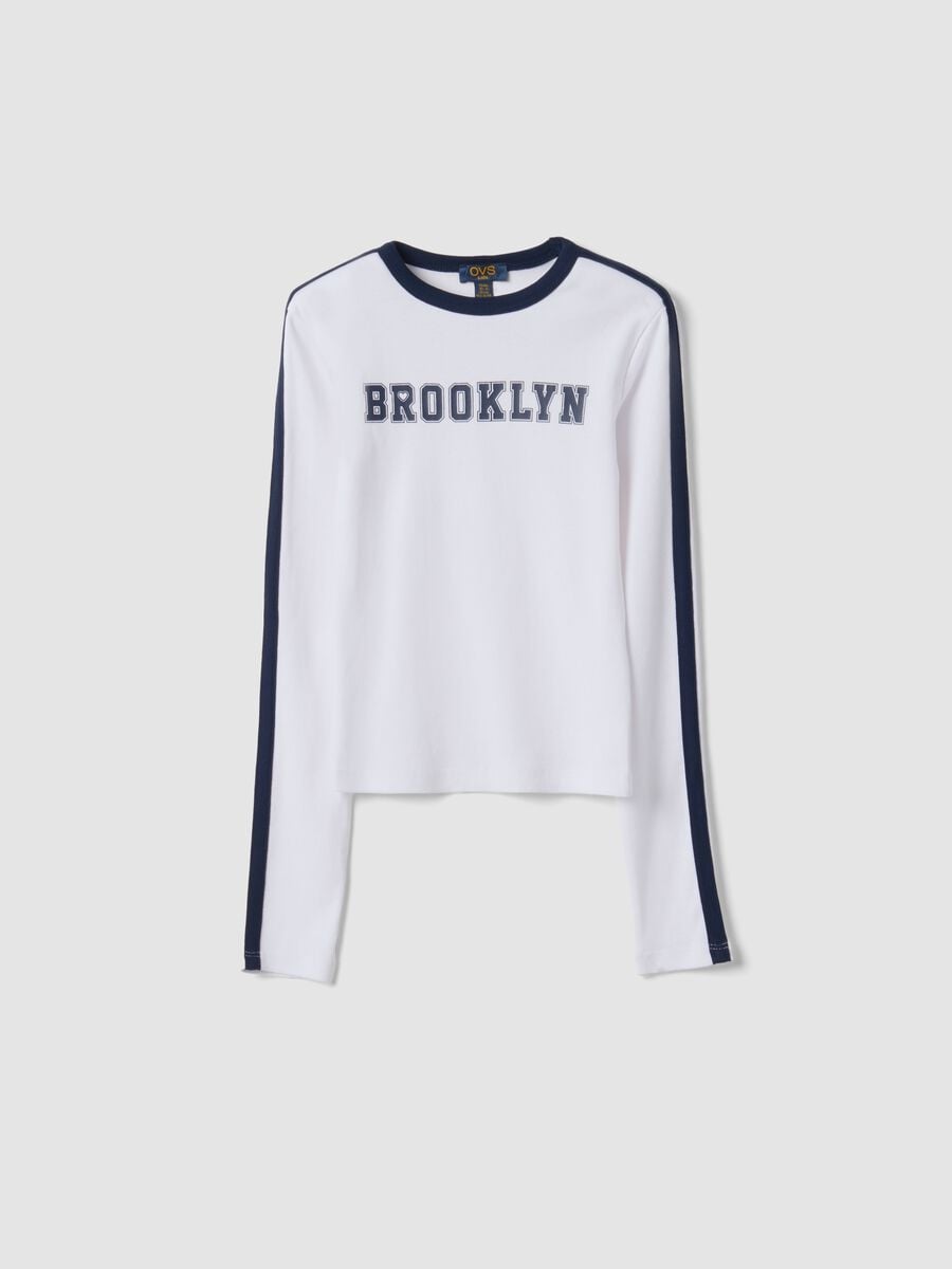 White pure cotton long-sleeve crew-neck T-shirt_0