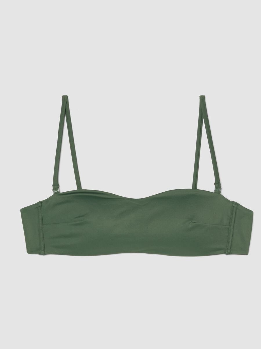 Gr&uuml;nes Bandeau-Bikini-Top aus Stretchmaterial mit Polsterung_4