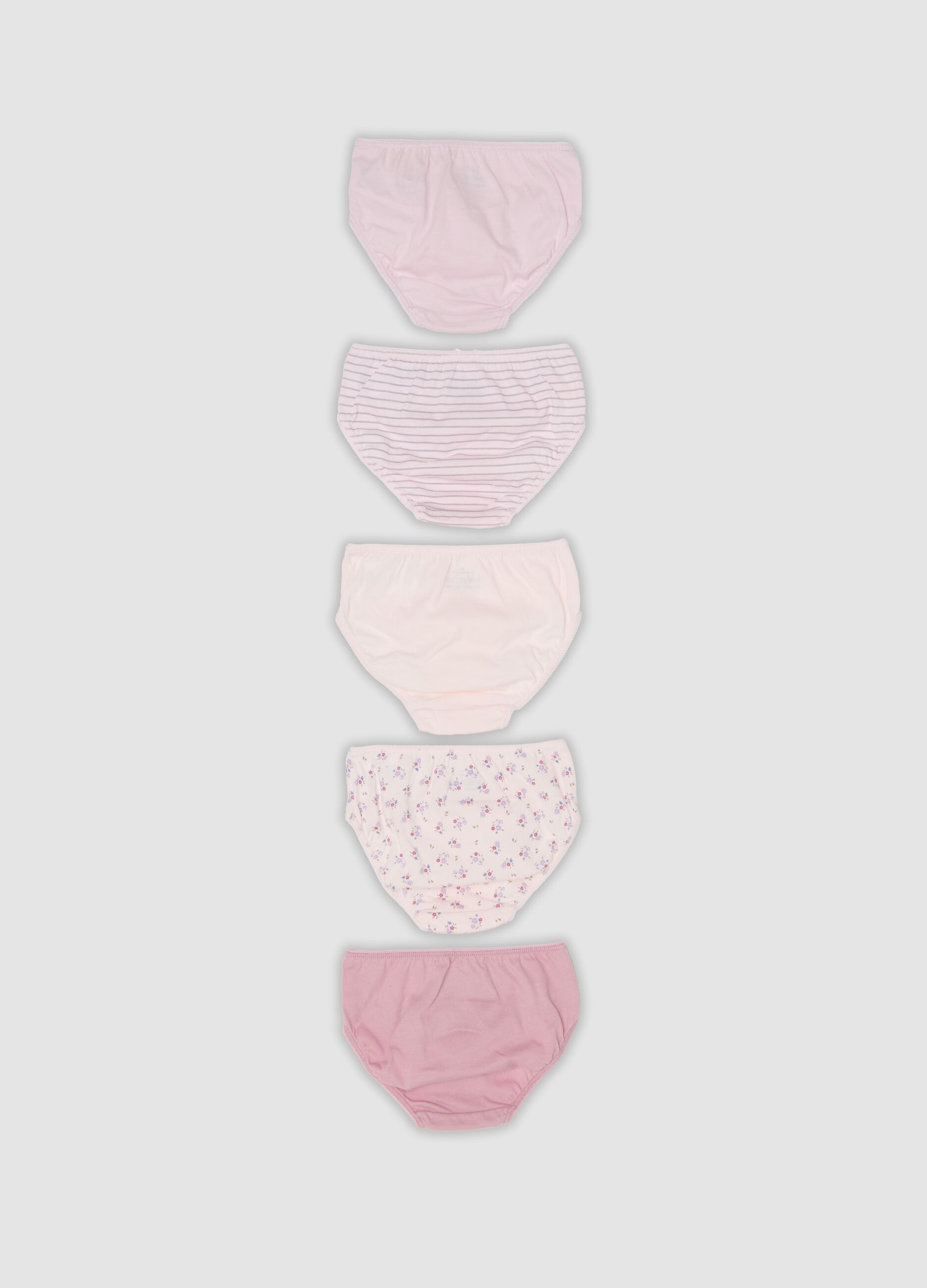 Multipack de cinco cuequinhas rosa em jersey de algod&atilde;o org&acirc;nico para beb&eacute; e menina