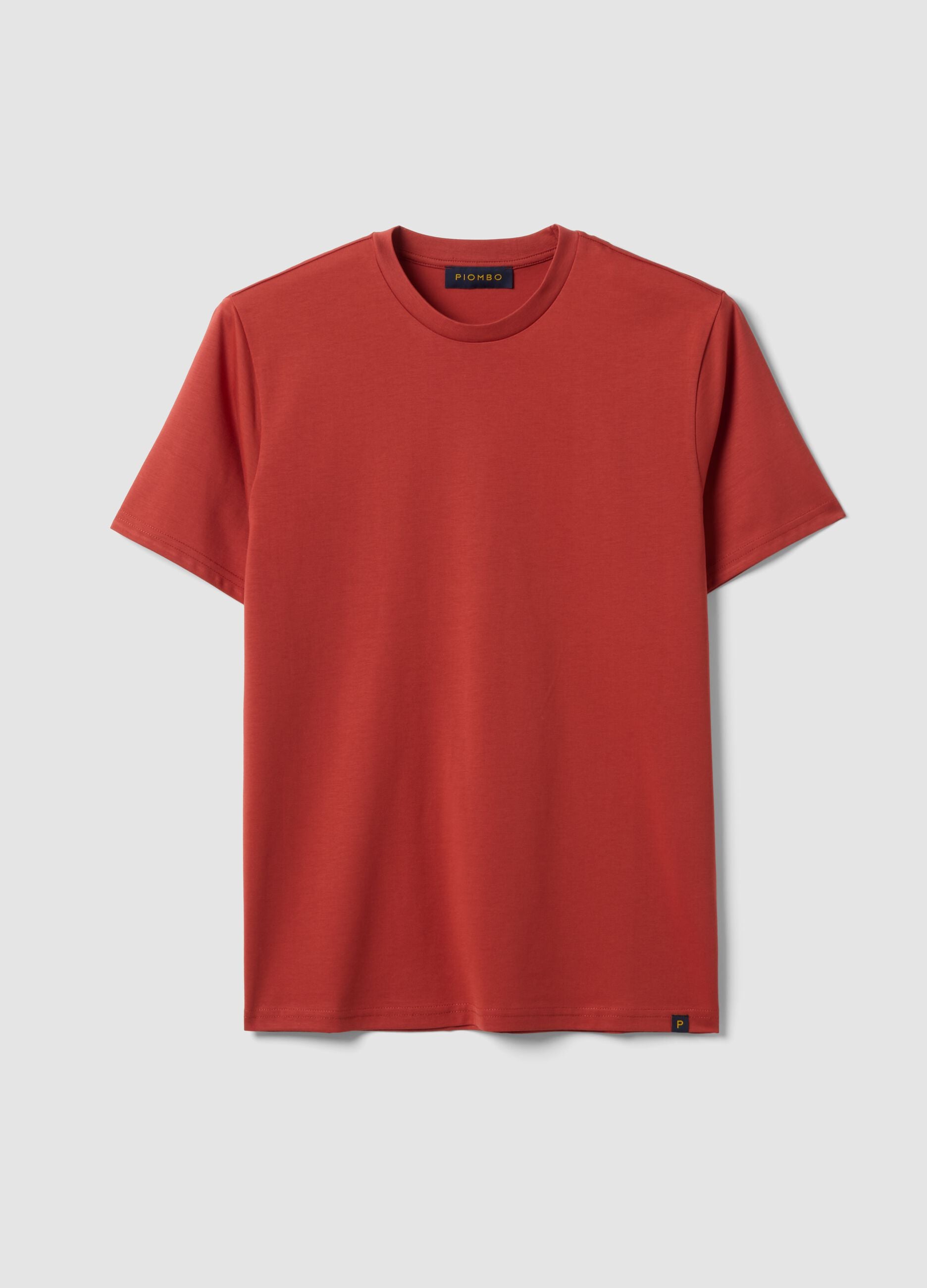 Red Supima cotton crew-neck T-shirt, regular fit
