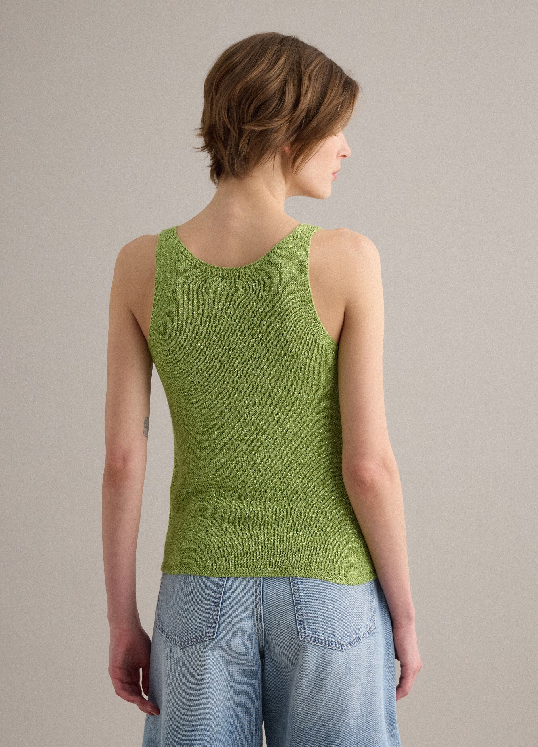 Gr&uuml;nes Glitzer-Tanktop aus Viskosemix, Regular Fit