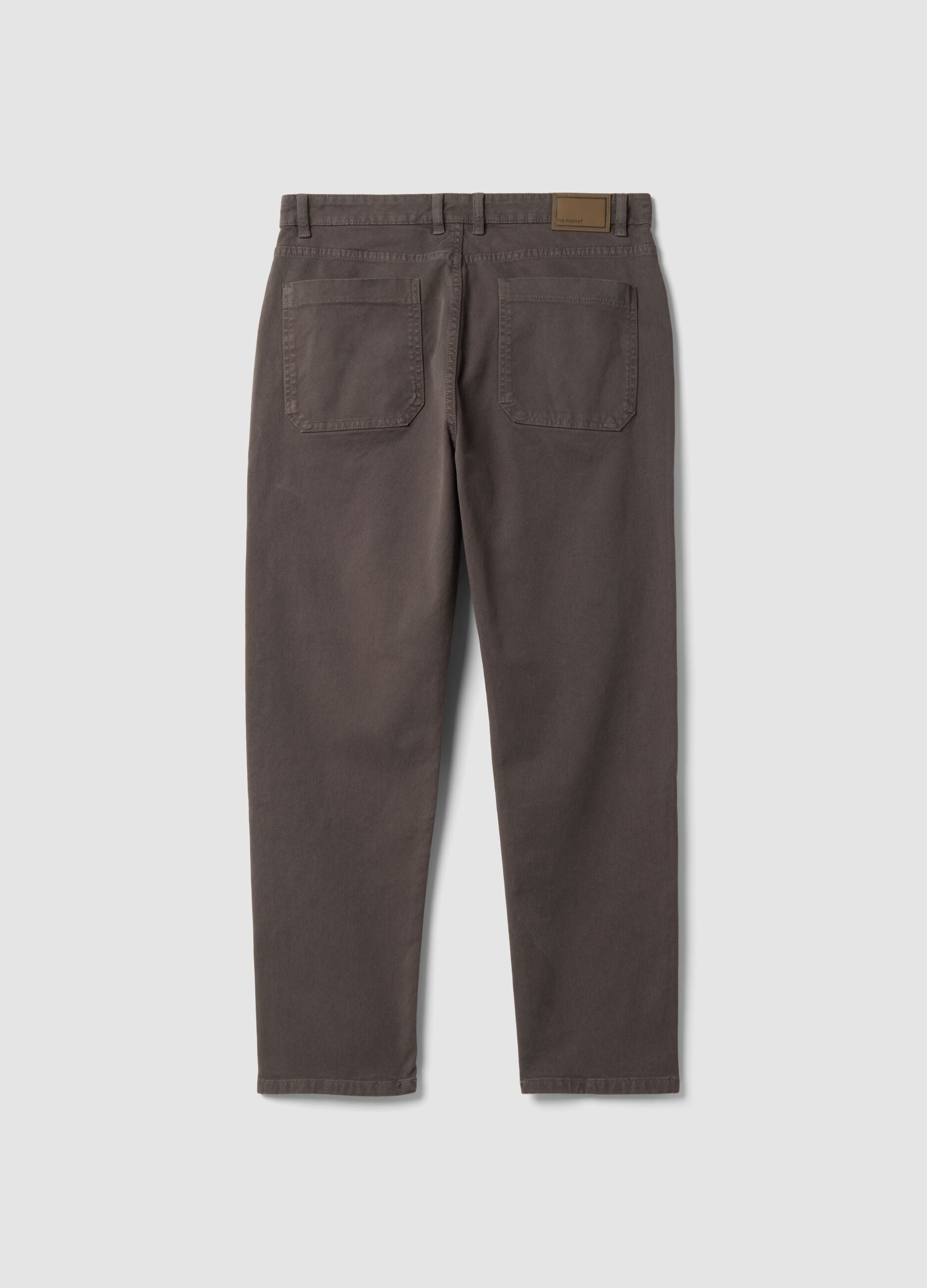 Braune Carrot-Fit-Hose aus Stretch-Baumwolltwill