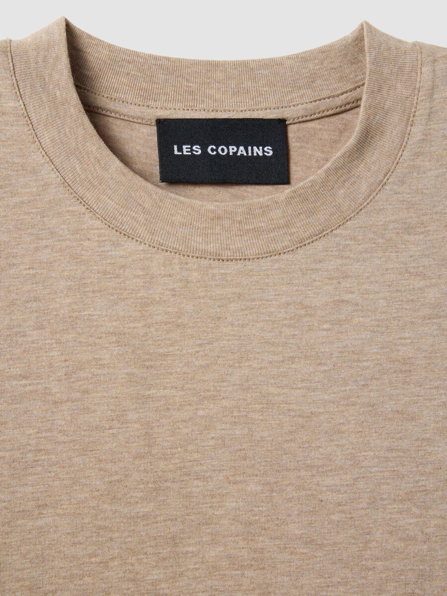 T-shirt in misto lyocell e cotone beige regular fit con maniche ampie_1