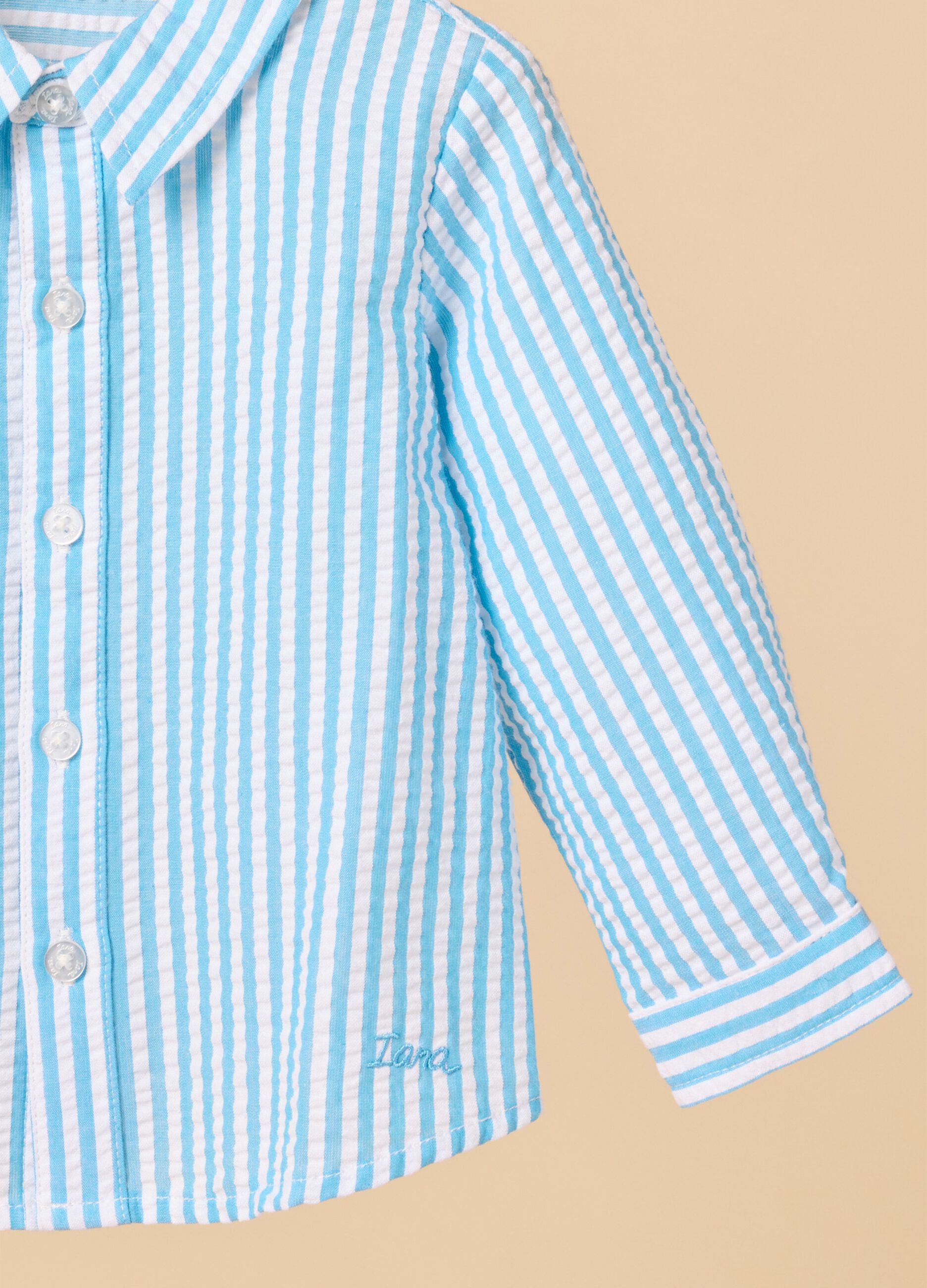 Striped cotton blend shirt
