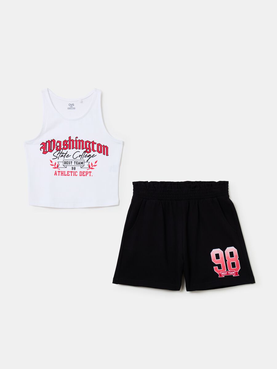 Jogging set with tank top and shorts with print_0
