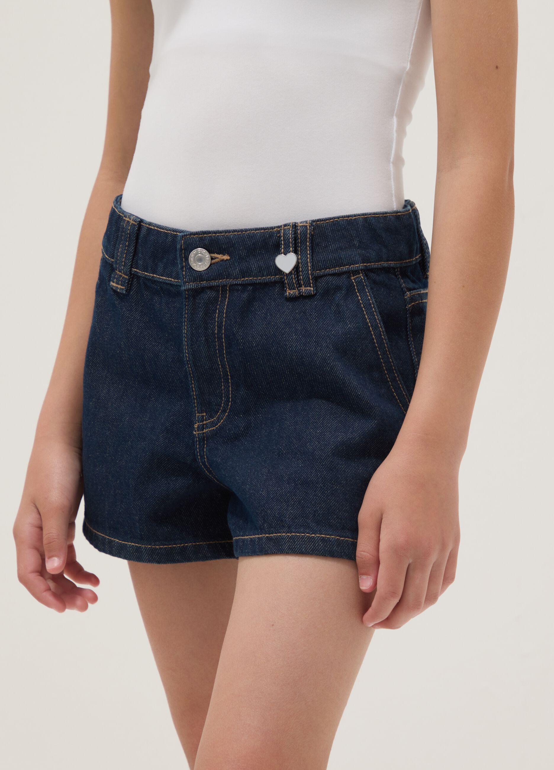 Blue denim shorts in pure cotton