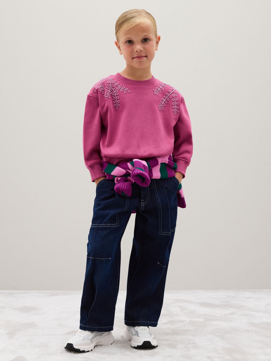 Jean baggy bleu en coton pur pour fille_1