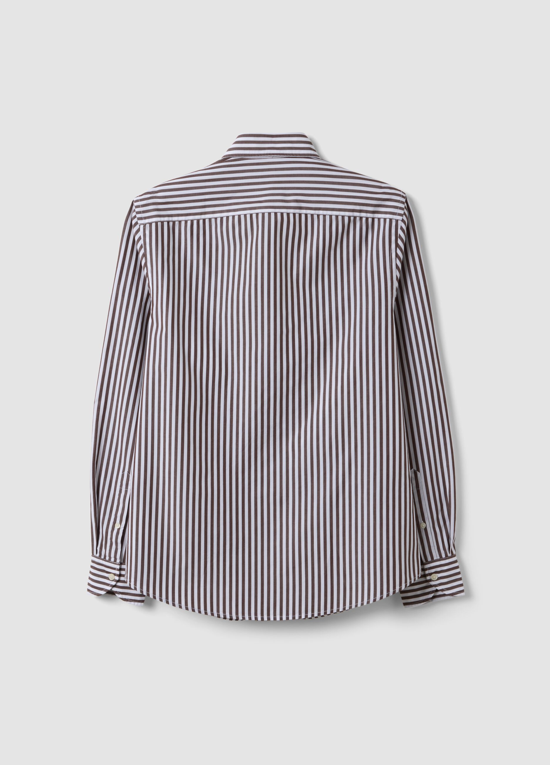 Camicia bianca in popeline di puro cotone a righe regular fit