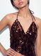 Brown sequin stretch-fabric top_2