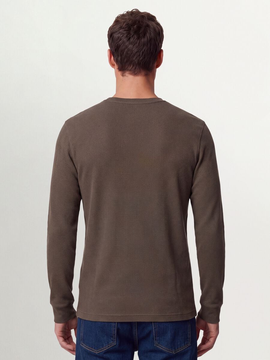 Brown honeycomb viscose-blend regular-fit T-shirt_3