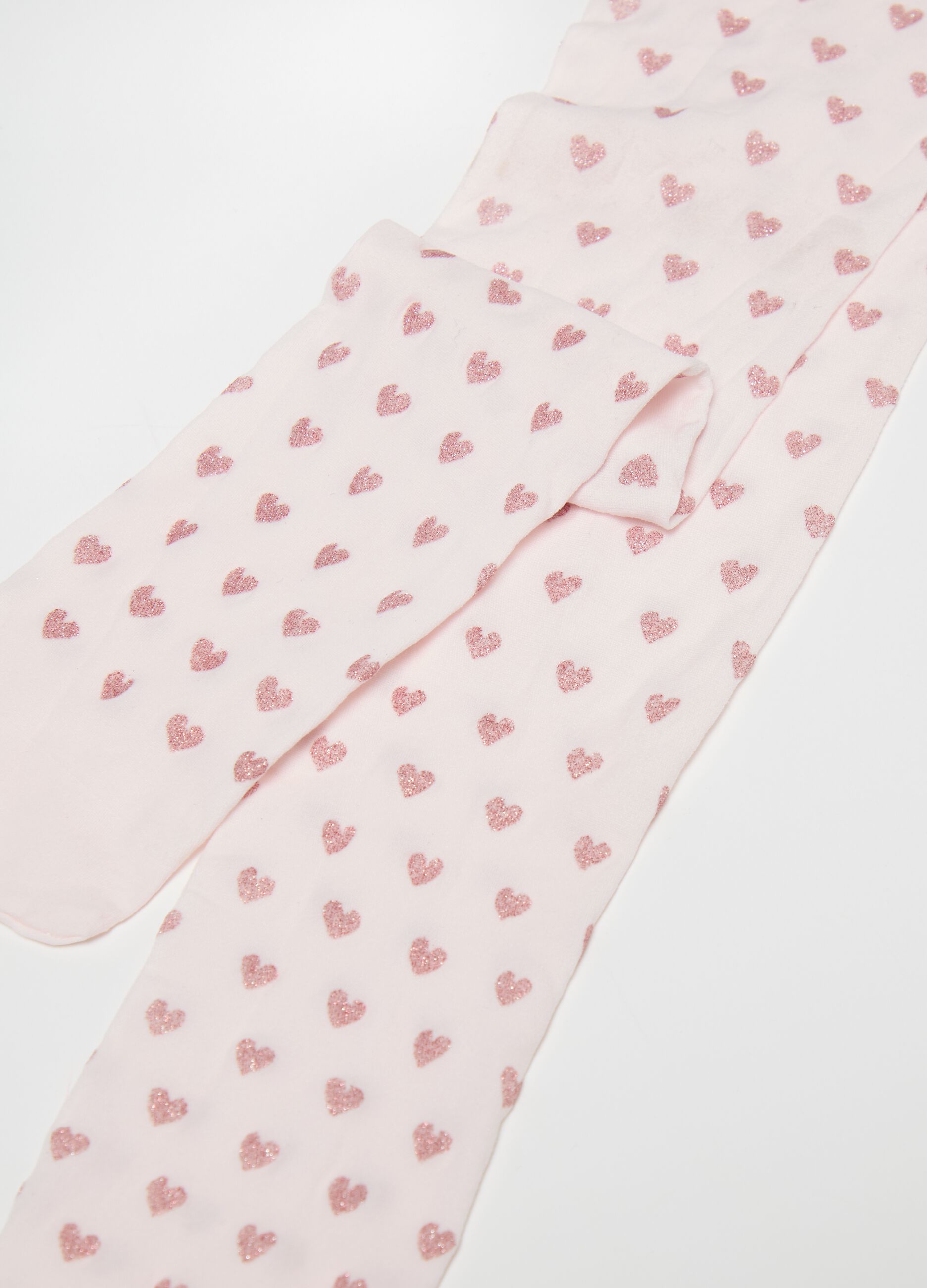 Tights with glitter hearts