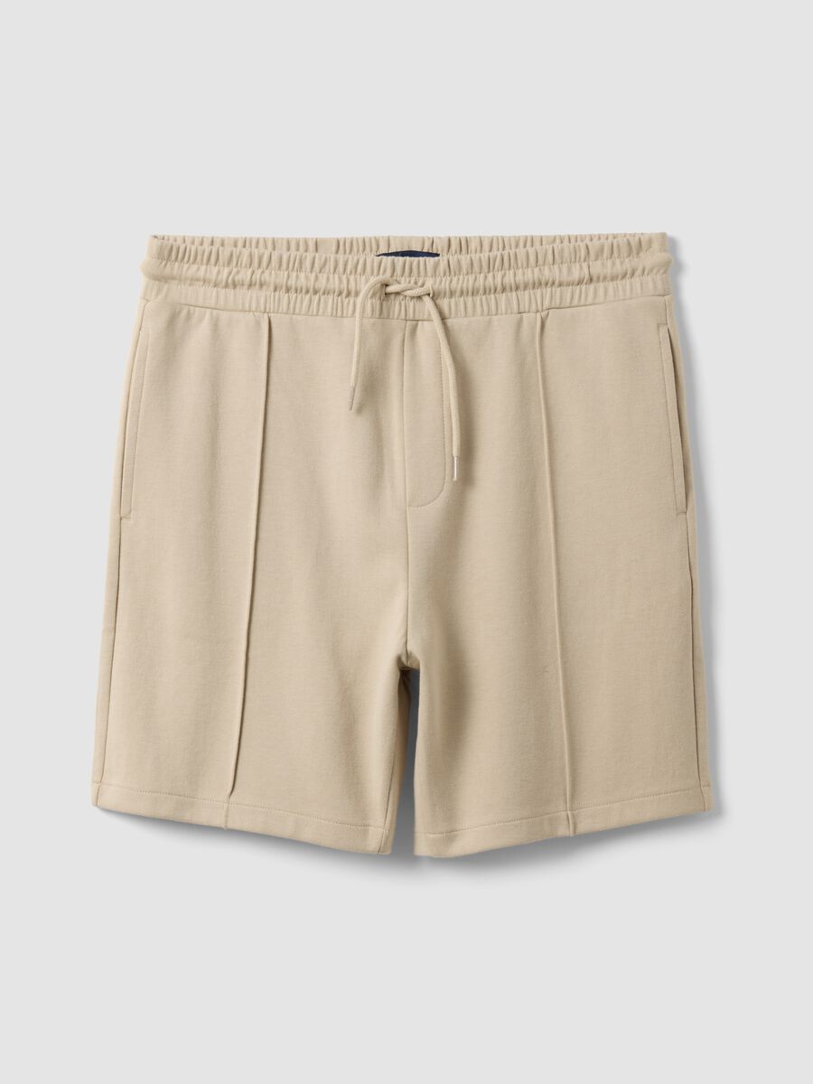 Beige Shorts aus Baumwollmix in Regular Fit mit Kordelzug_4