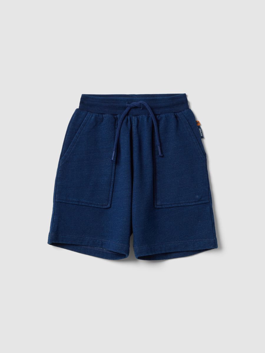 Children's blue cotton blend regular fit shorts_0