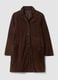 Long brown regular-fit genuine leather coat_0