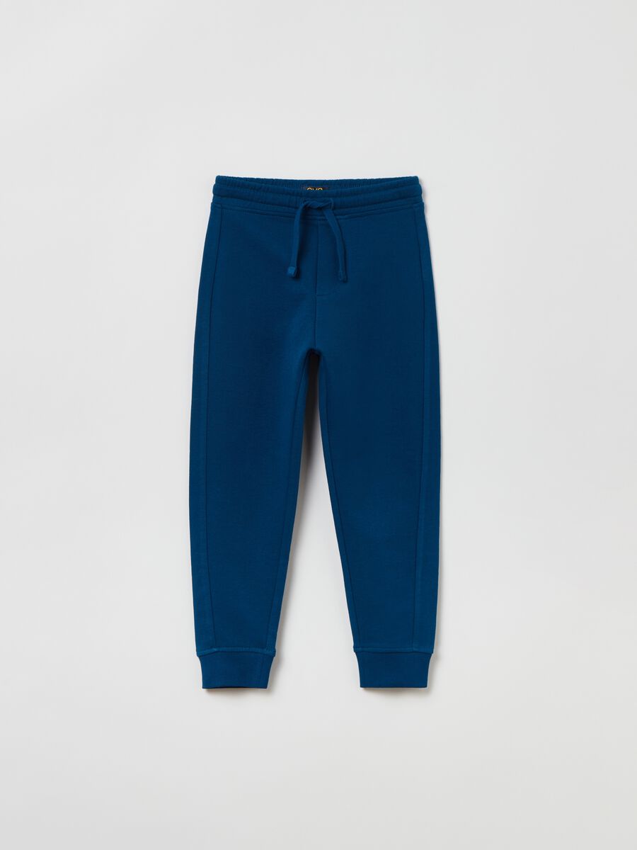 Solid colour joggers with drawstring_0