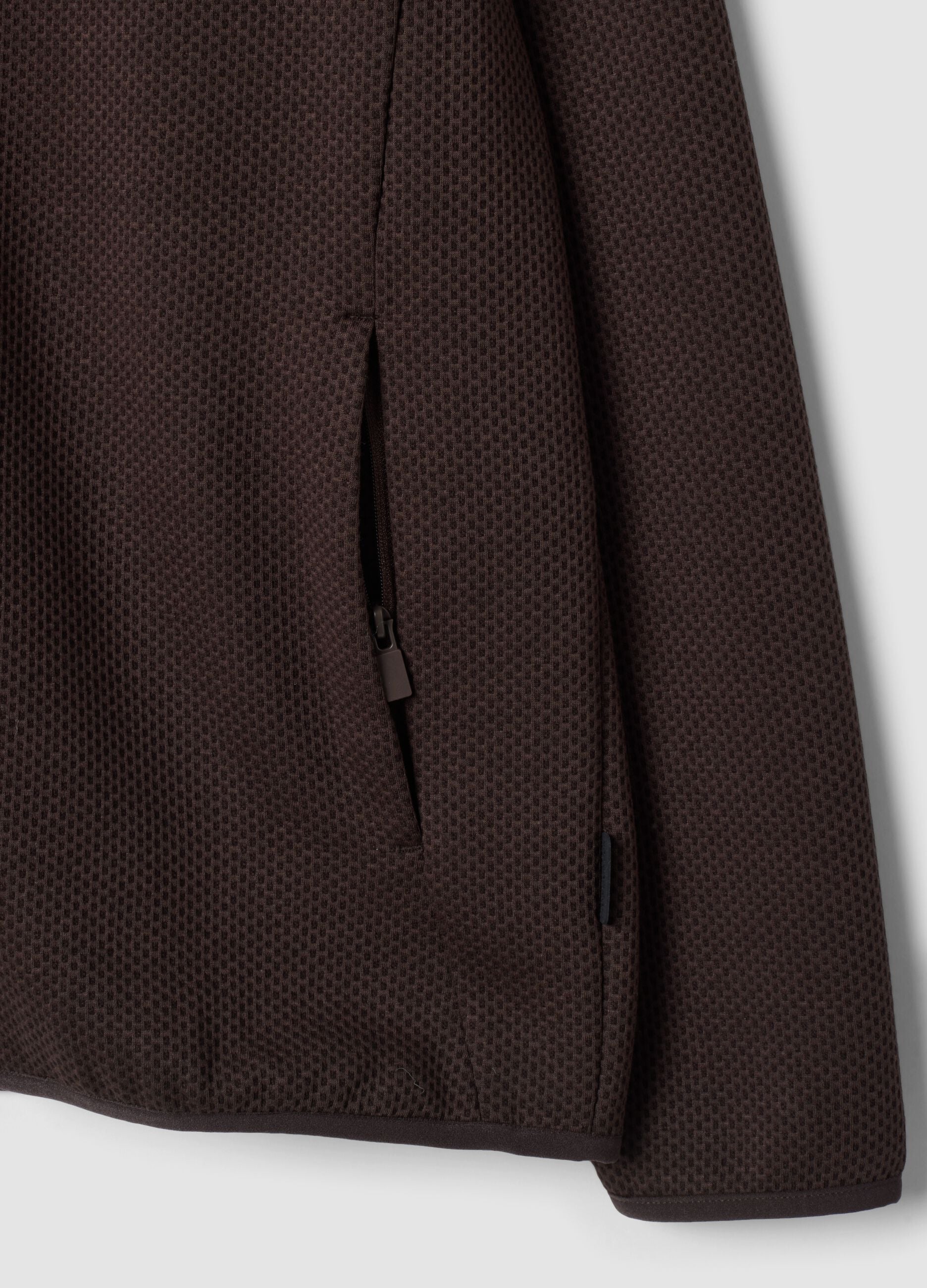 Brown stretch viscose and modal hoodie with crew neck