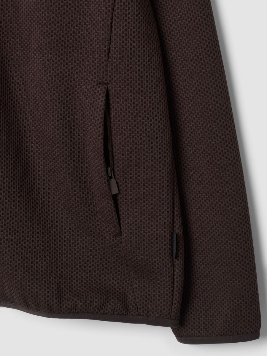 Brown stretch viscose and modal hoodie with crew neck_1