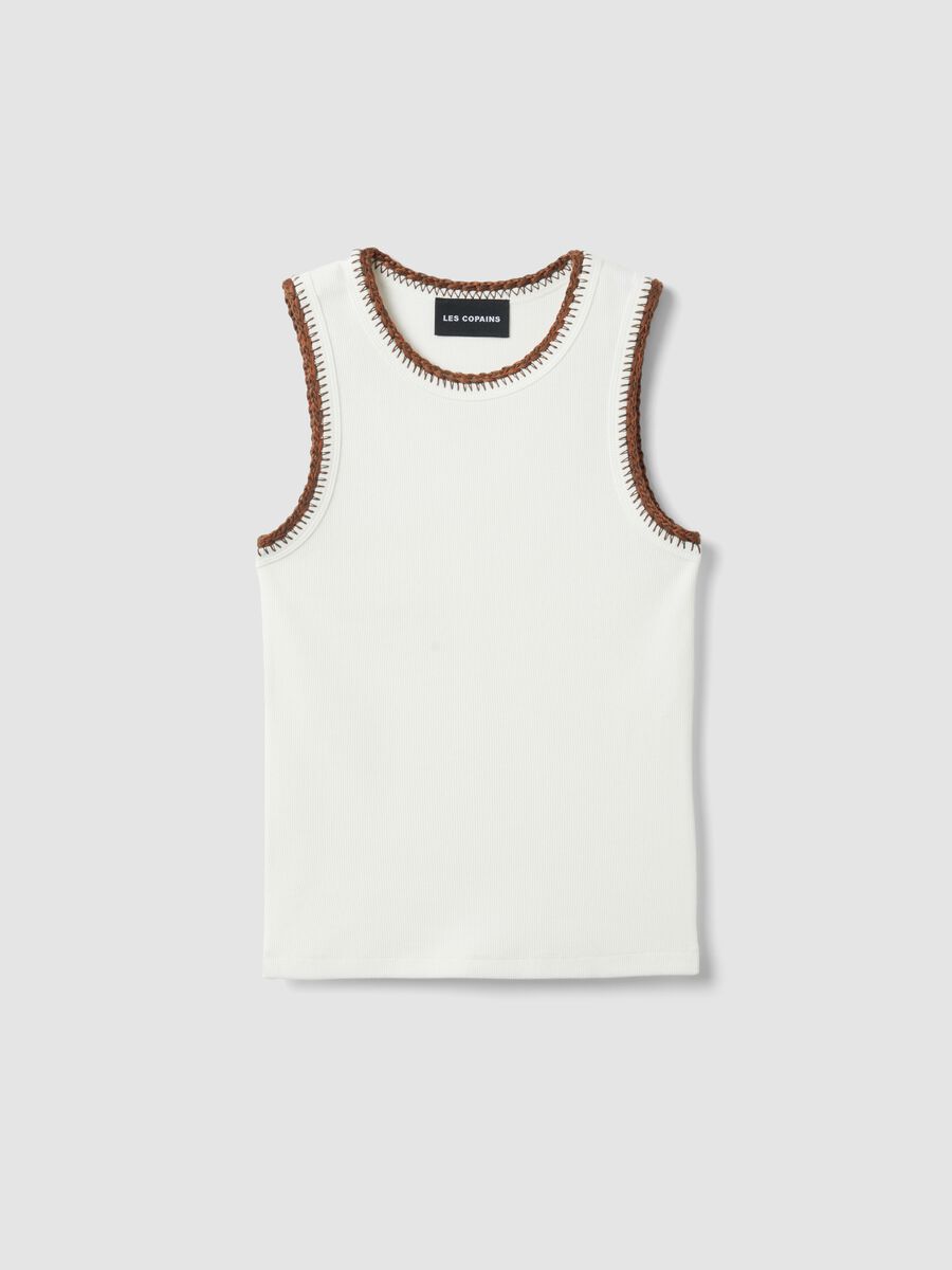 Wei&szlig;e Stretch-Baumwolle Weste Regular Fit mit Stickr&auml;ndern_4