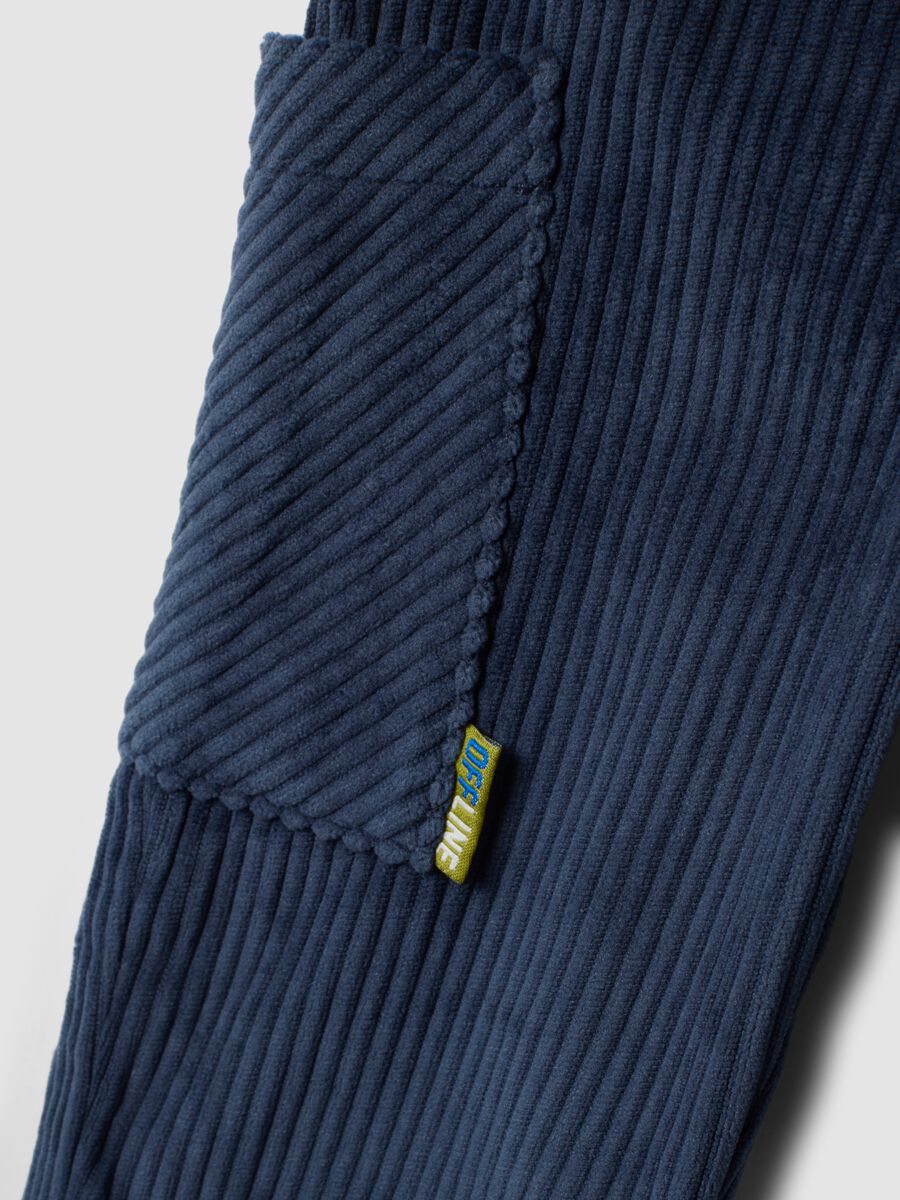 Blue ribbed over-fit trousers with patch pockets_3
