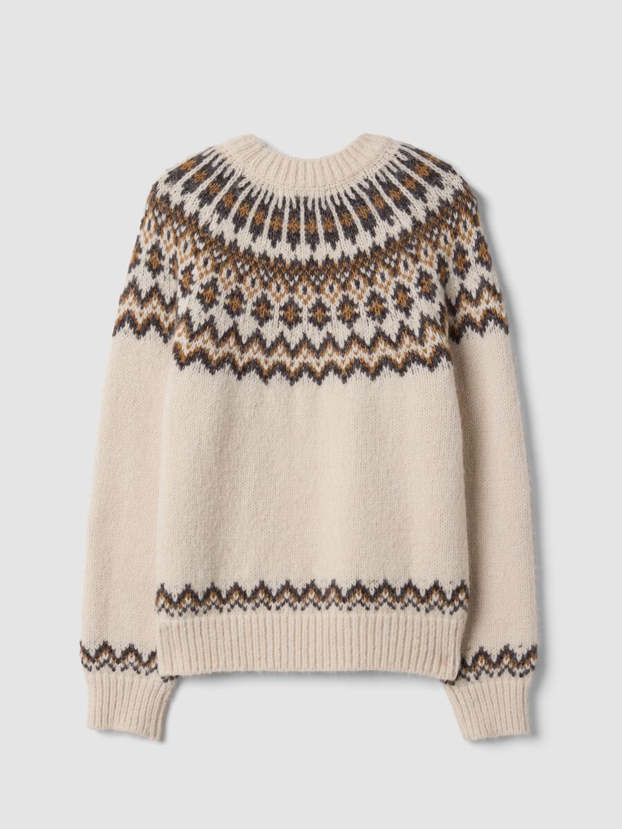 Maglione beige jacquard con Collo rialzato_6