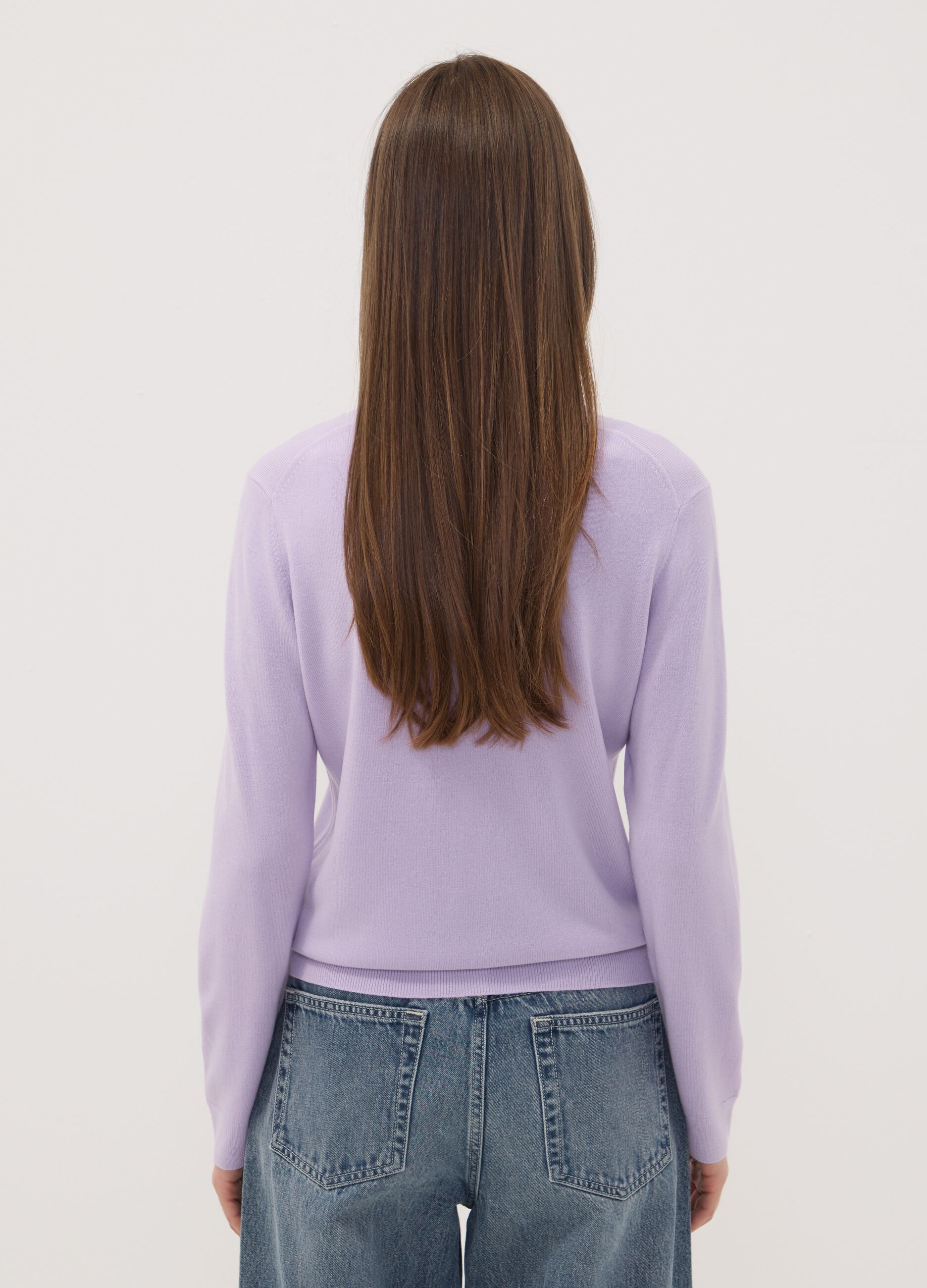 Maglia viola girocollo regular fit a maniche lunghe