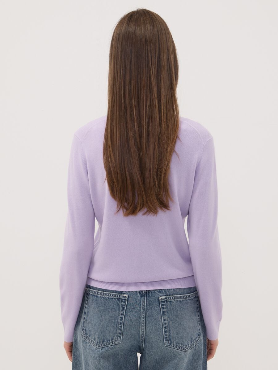 Maglia viola girocollo regular fit a maniche lunghe_3