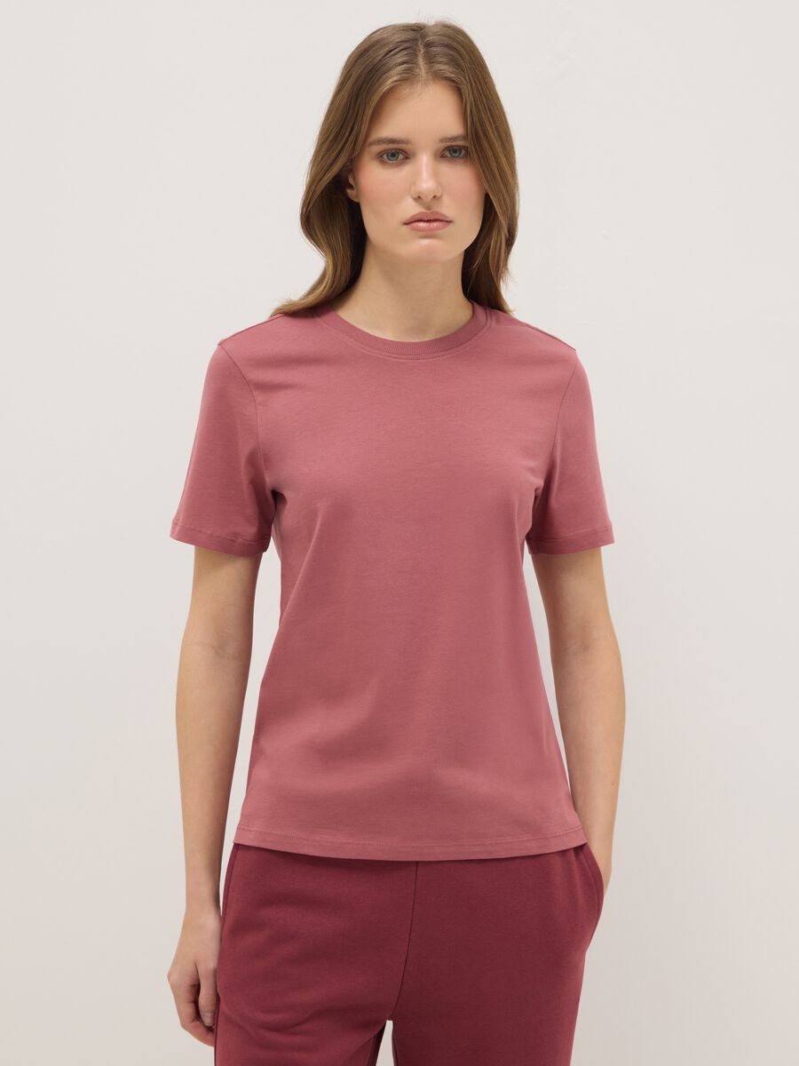 Pink pure cotton regular fit T-shirt_0