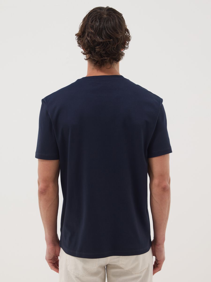 Blue pure cotton short-sleeve T-shirt_4