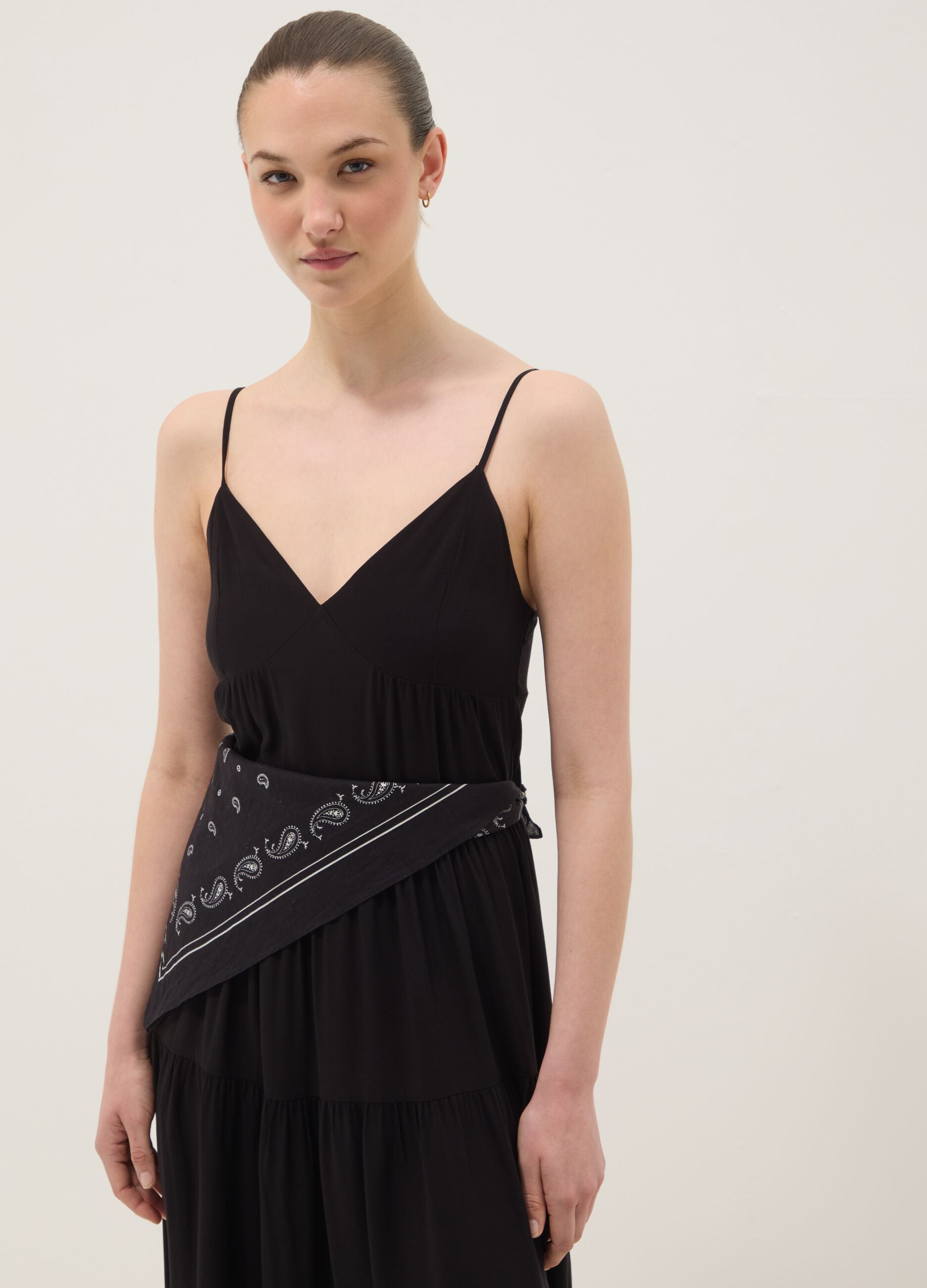 Long black dress in pure viscose