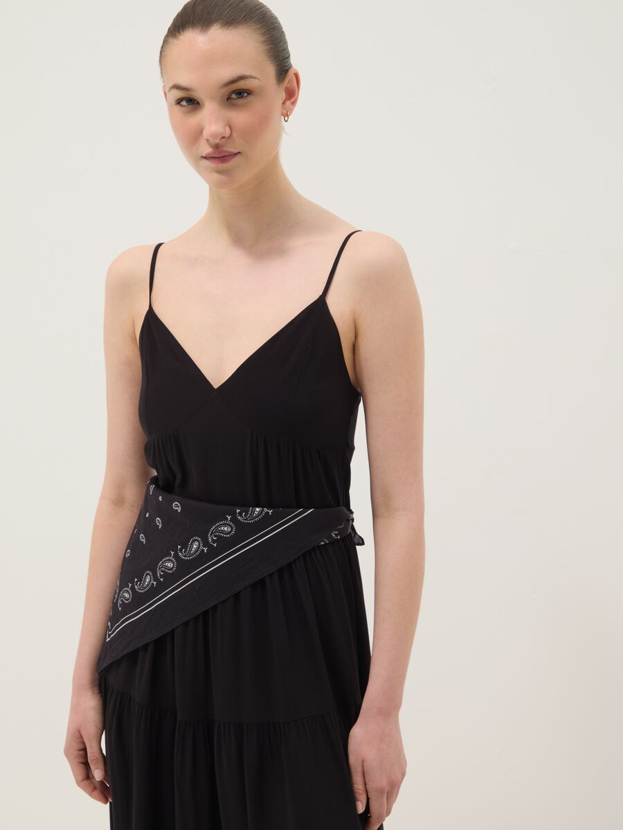 Long black dress in pure viscose_3