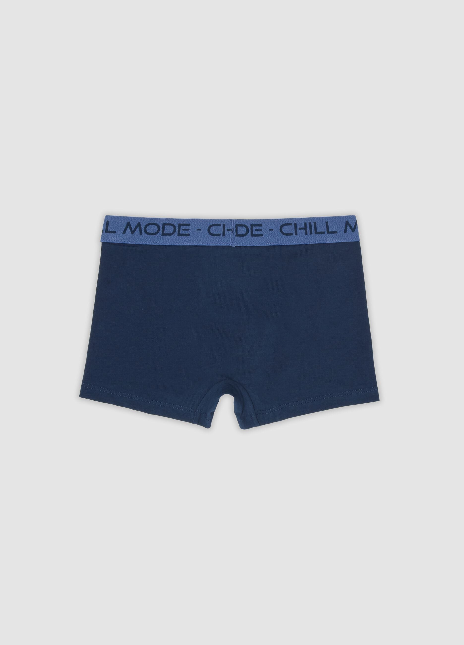Boxer midi blu in cotone organico elasticizzato per bambino e ragazzo