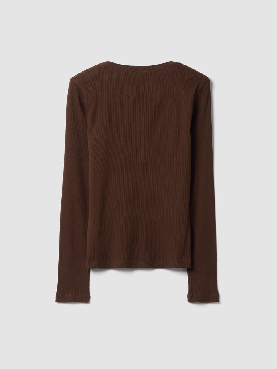 Brown crew-neck T-shirt in pure cotton, regular fit_2