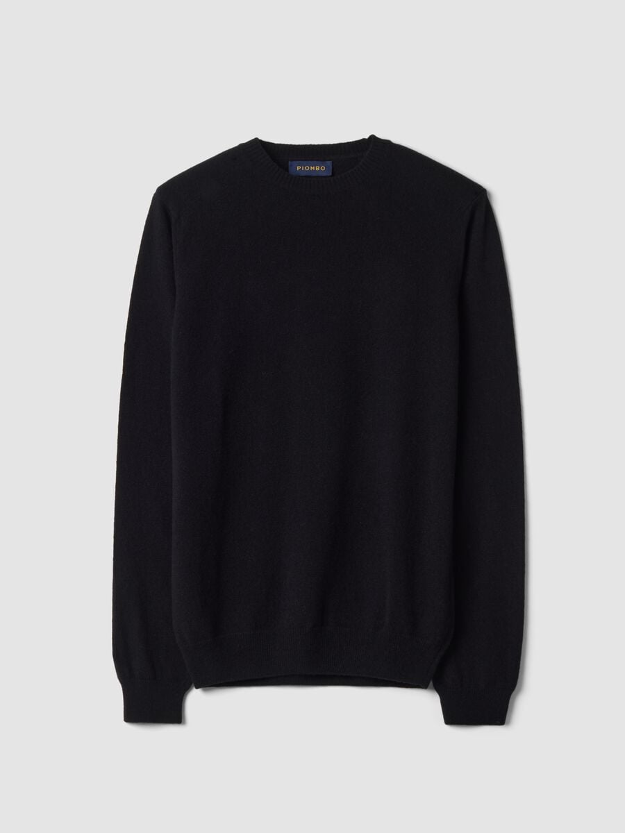 Black pure wool crew-neck jumper, regular fit_4