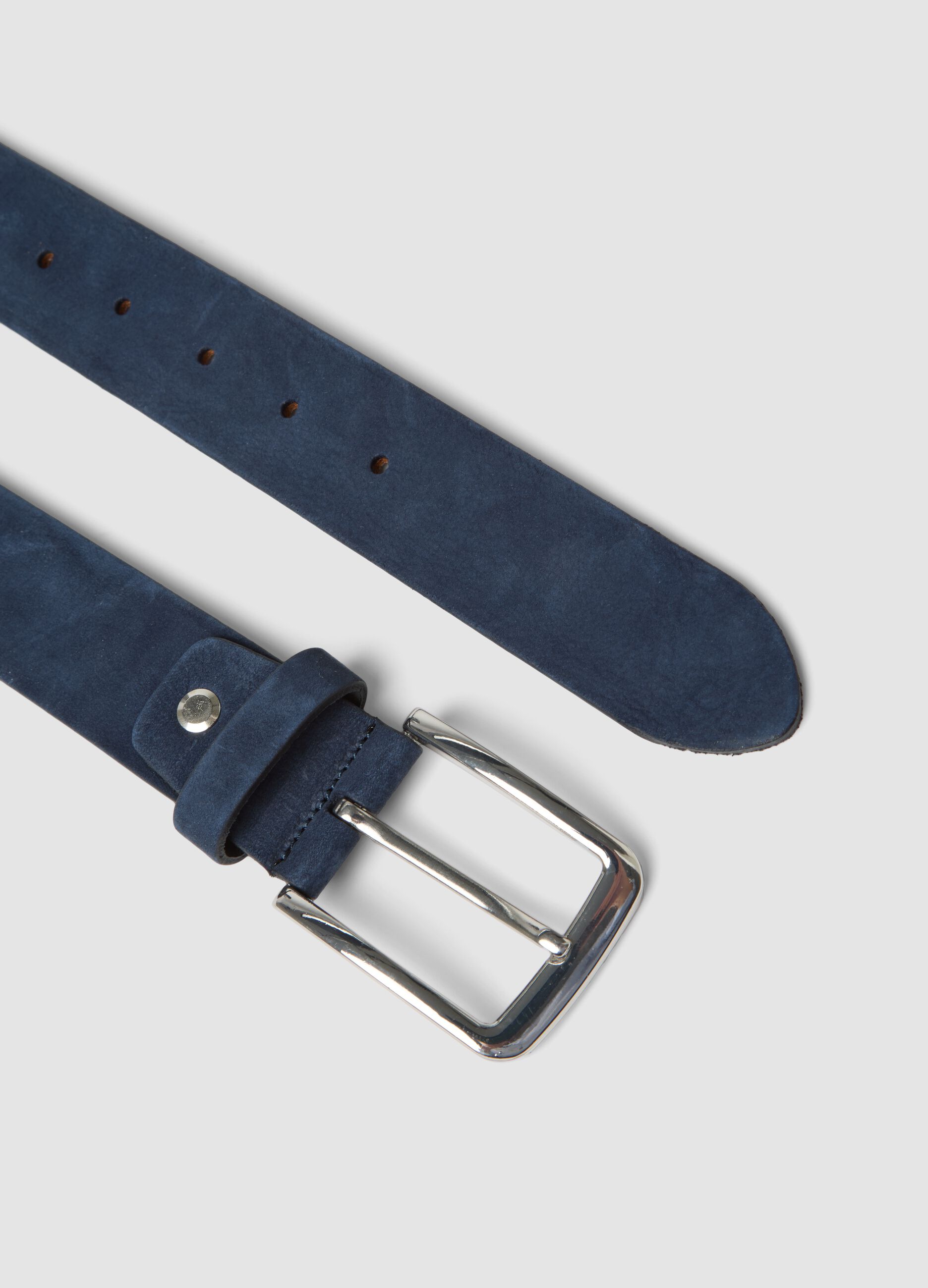 Blauer G&uuml;rtel aus Echtleder mit Metallschnalle