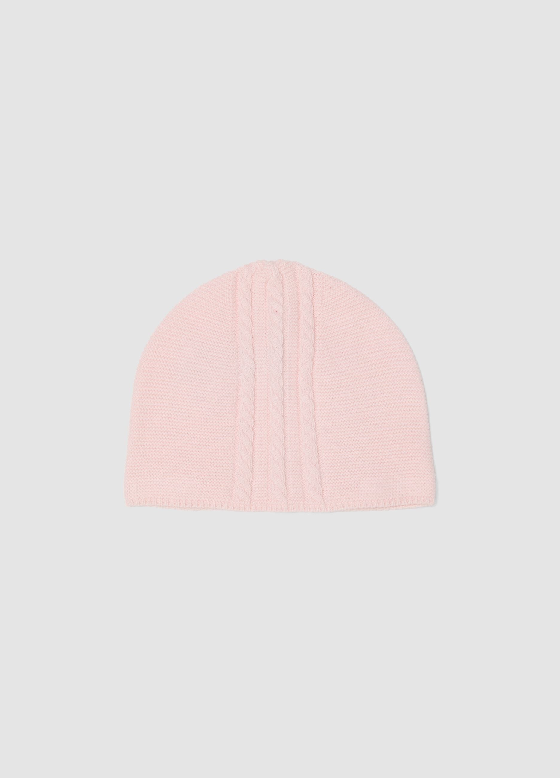 Pink pure organic cotton knitted hat for baby girl