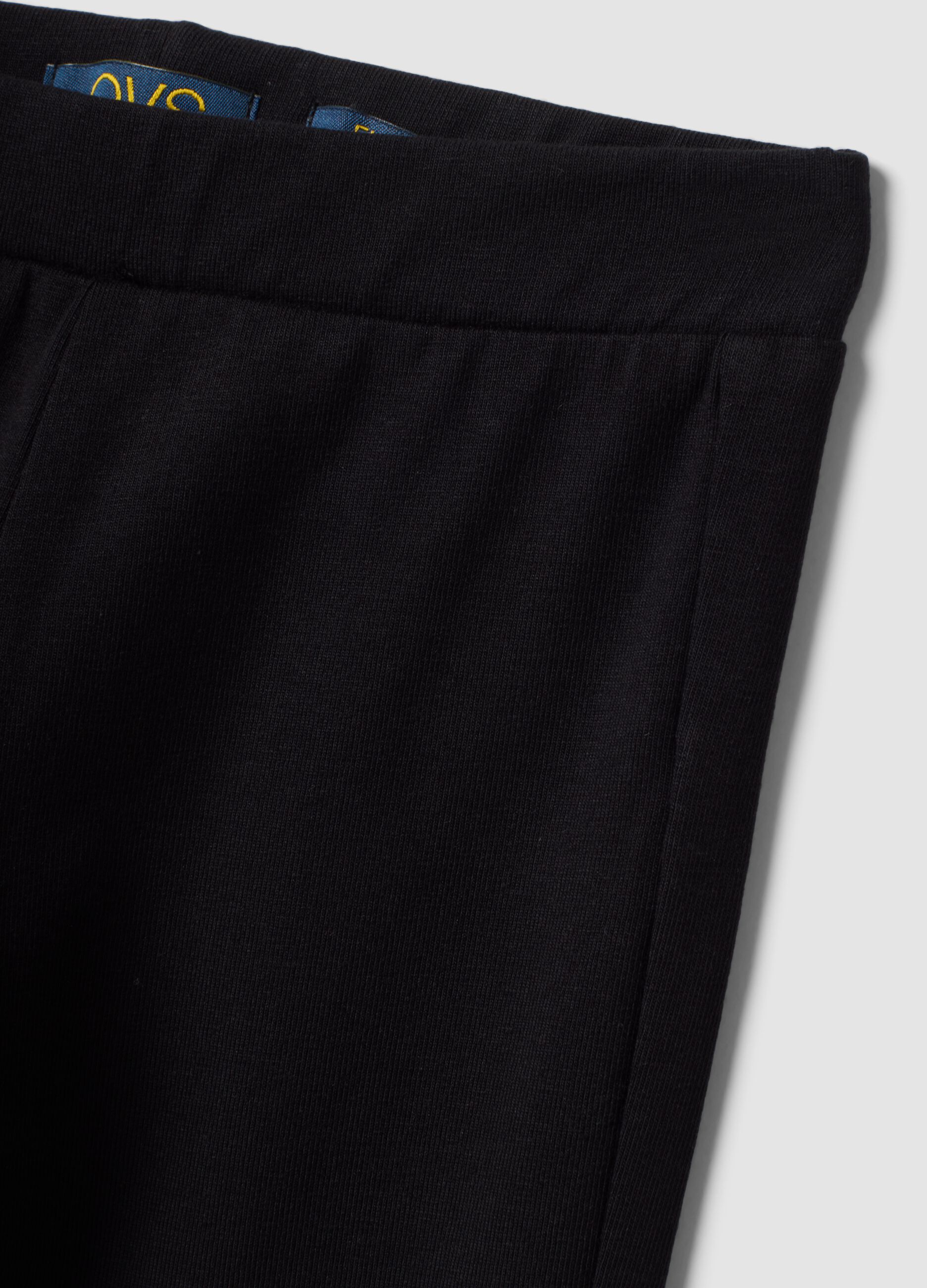 Black flared stretch cotton leggings