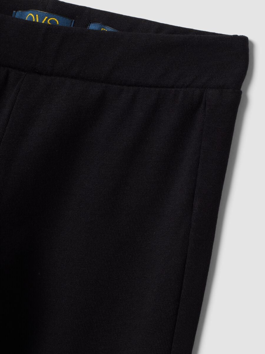 Black flared stretch cotton leggings_2