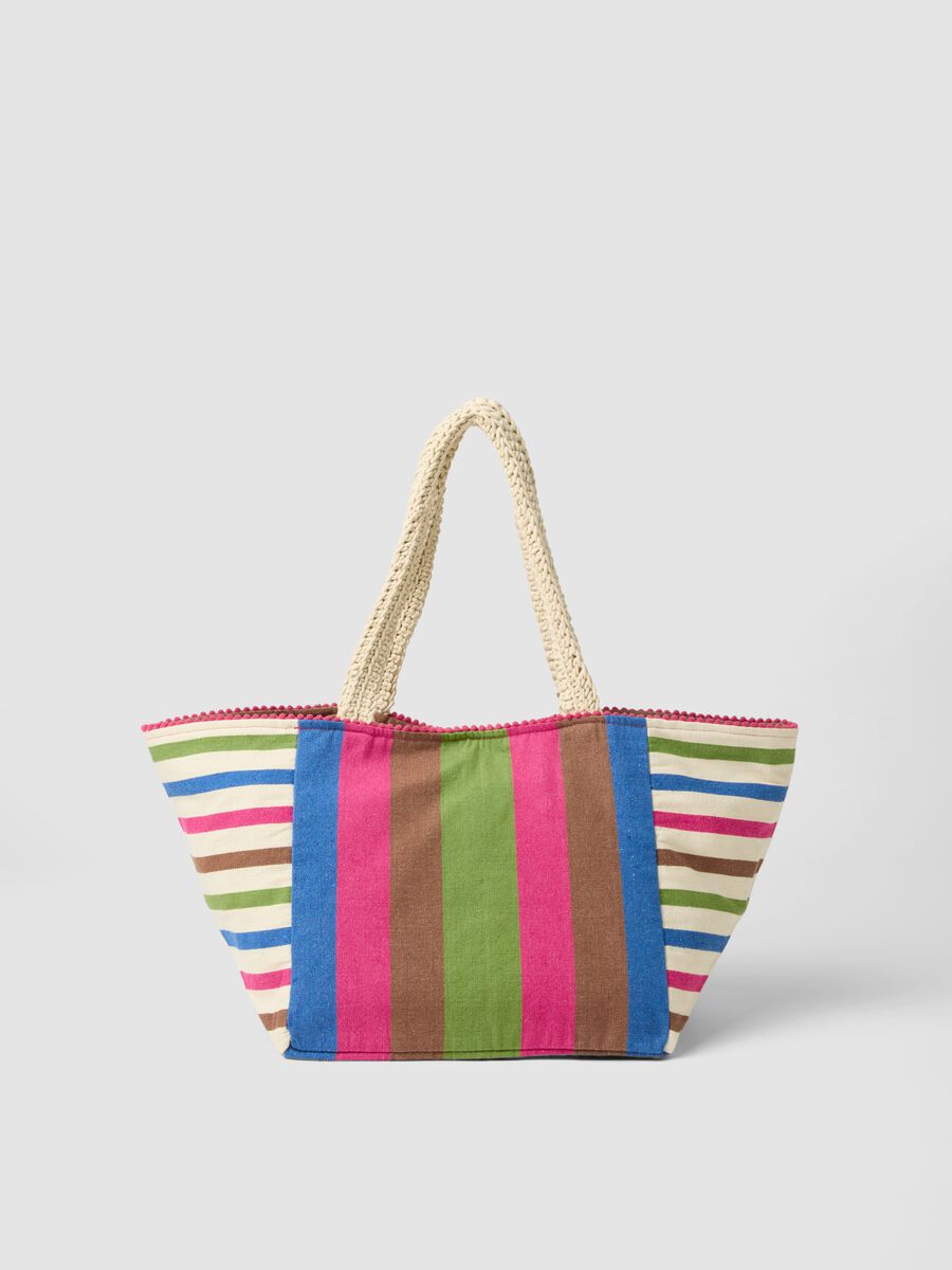 Multicolour beach bag in a cotton and viscose blend_2