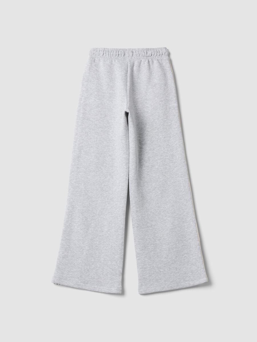 Graue Wide-Leg-Hose aus Baumwollmischung mit kontrastierenden Seitenstreifen_2