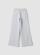 Graue Wide-Leg-Hose aus Baumwollmischung mit kontrastierenden Seitenstreifen_2