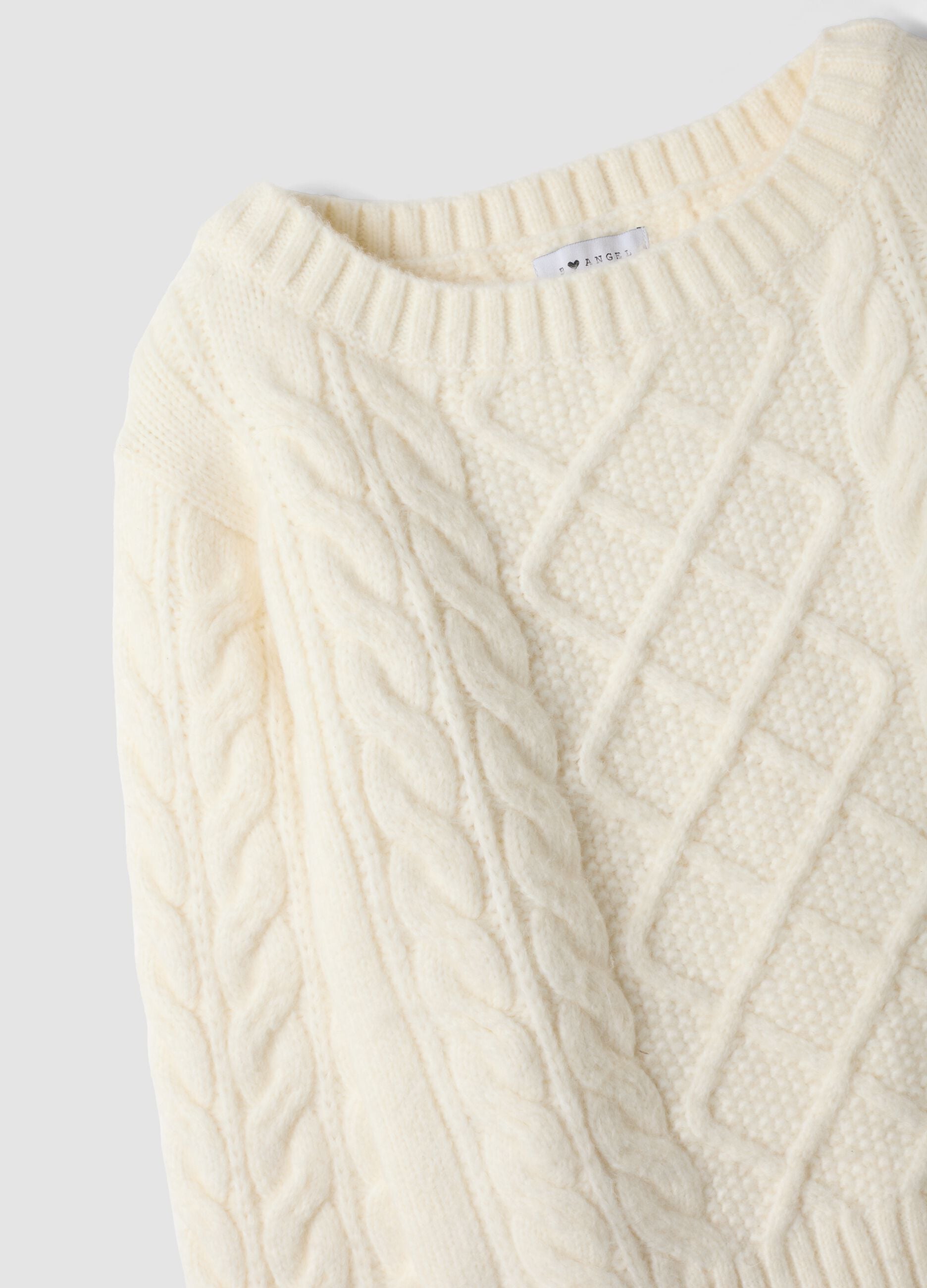White wool-blend boat-neck jumper, regular fit