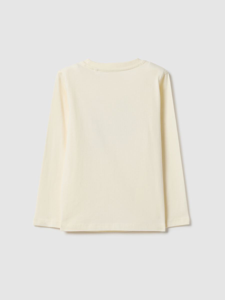 Girl's regular fit beige pure cotton t-shirt with print_1