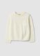 White crew-neck jumper with raised hearts, regular fit, for girls_0