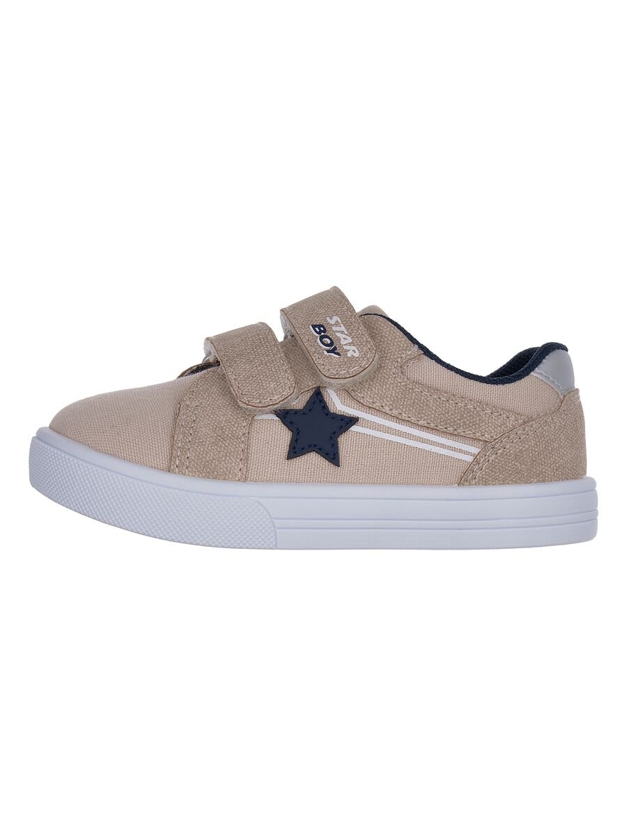 Beige kids' sneakers with hook-and-loop fastening_0