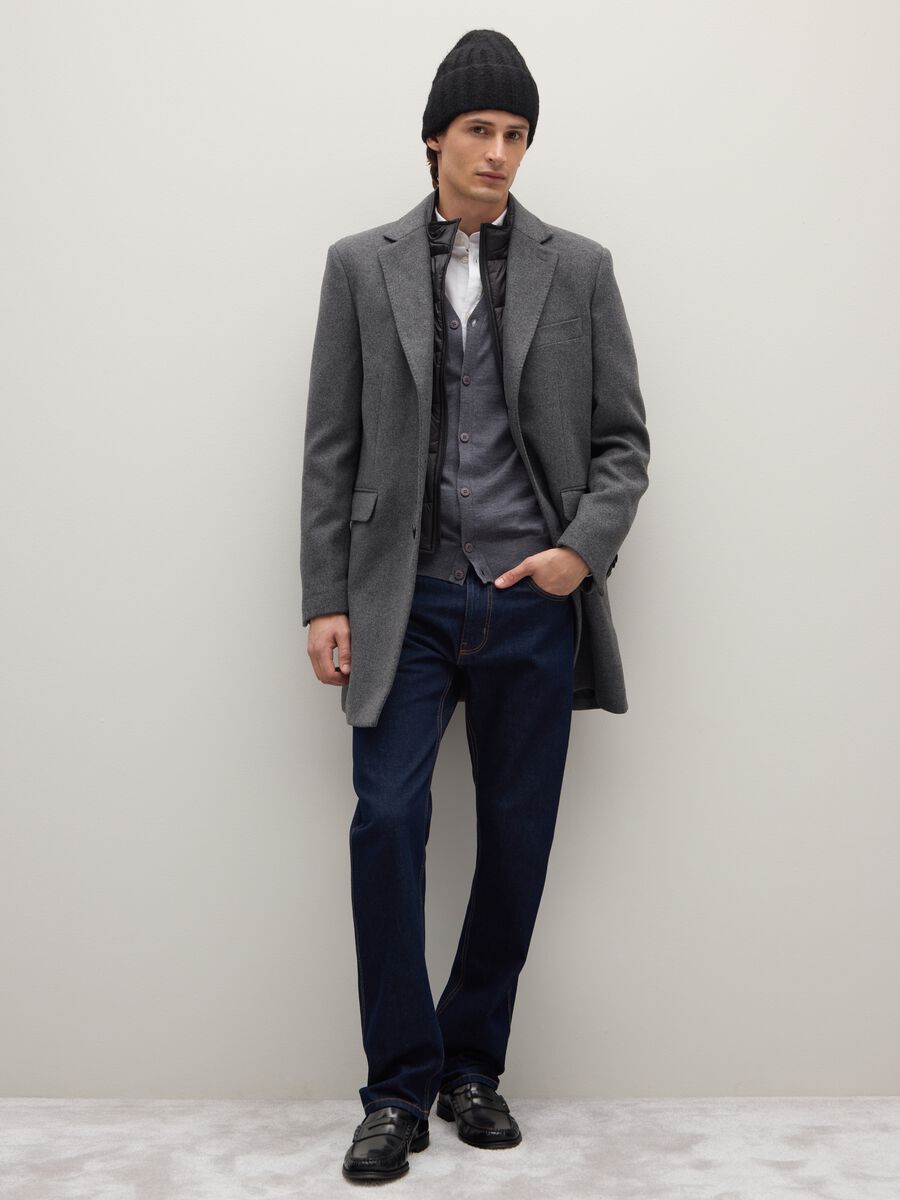 Grey Regular Fit Coat with Buttons_1